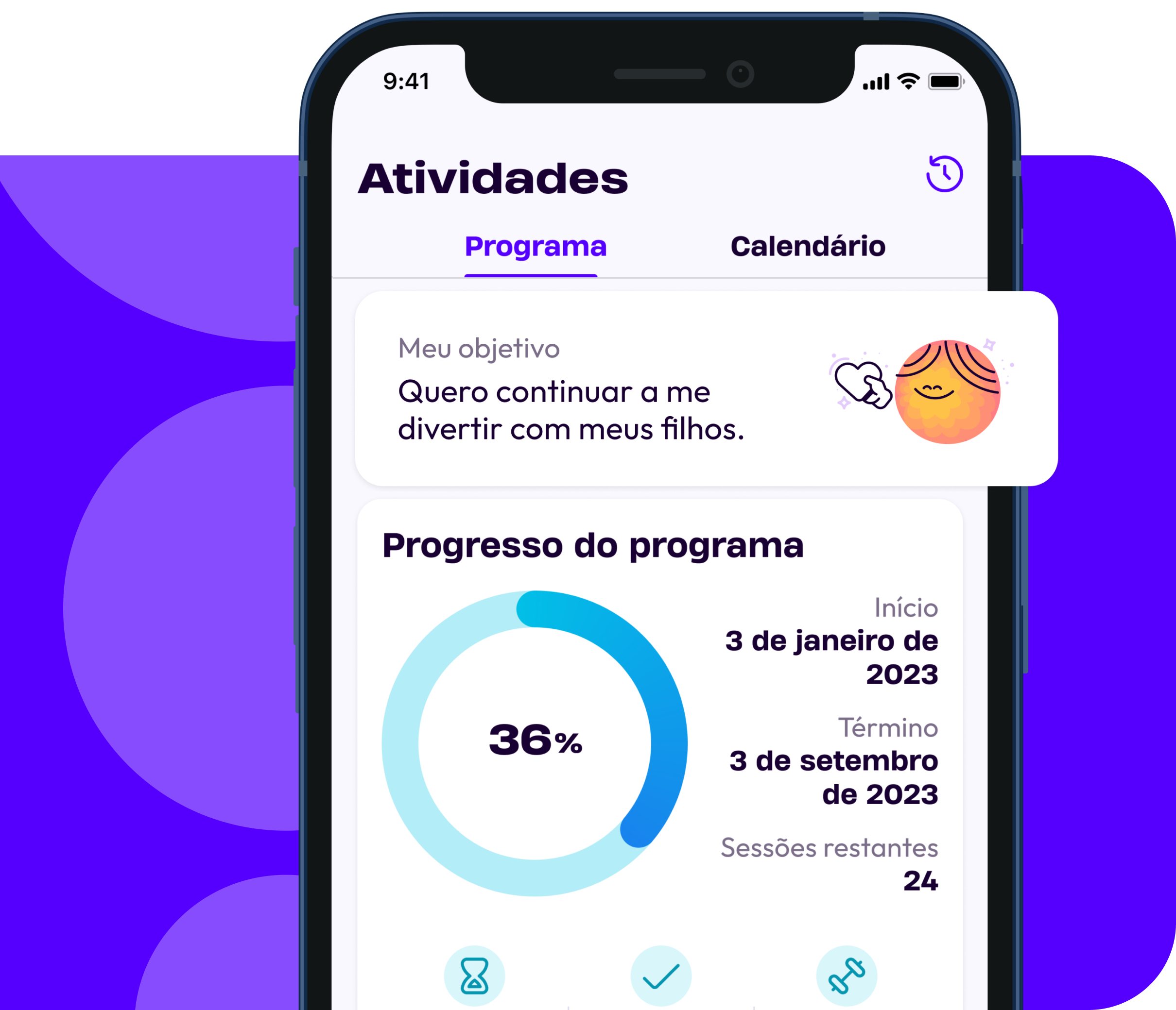 Tela de Atividades no Physio.me
